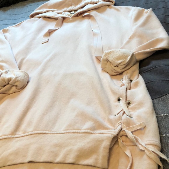 Garage Light Pink Side Tied Hoodie - Picture 4 of 5